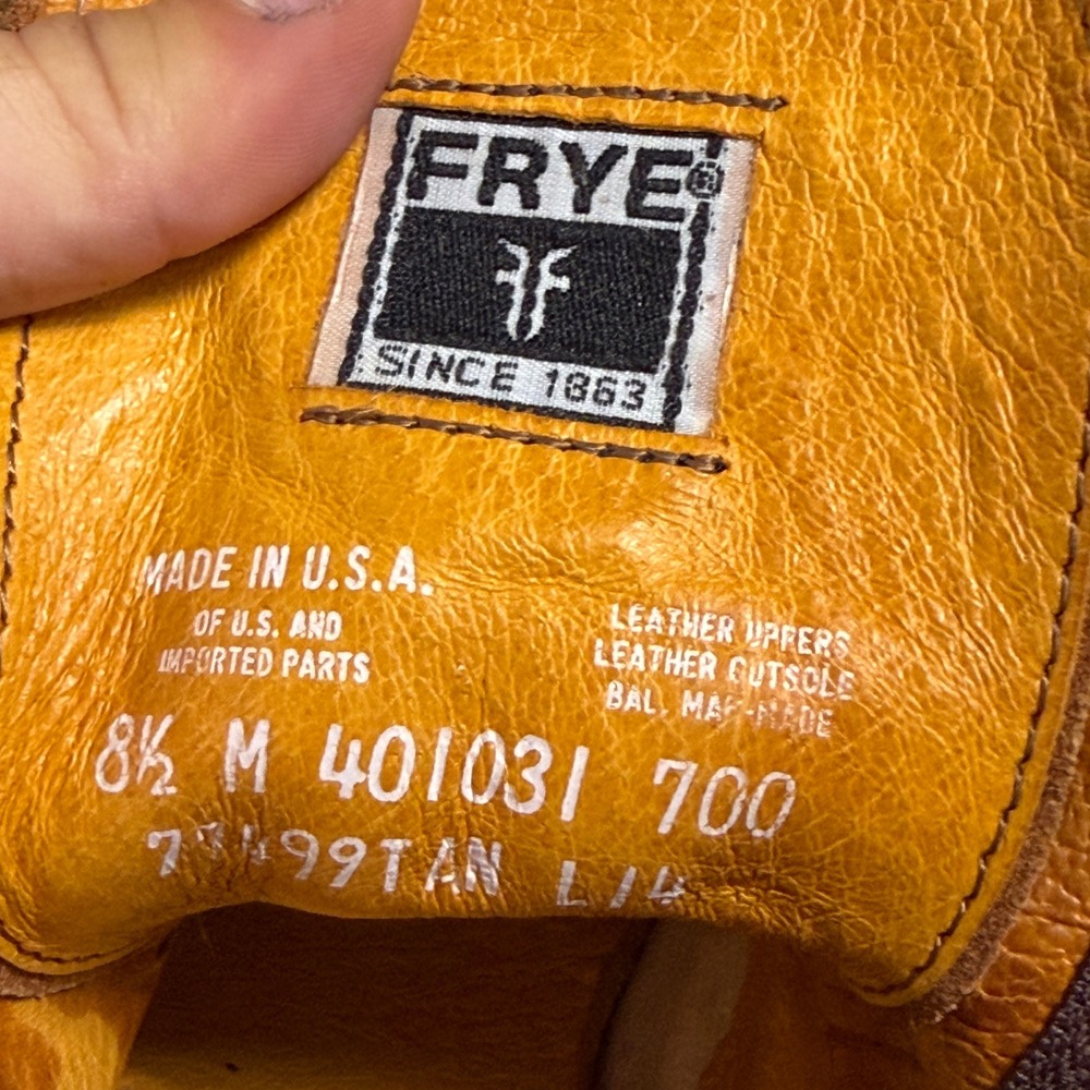 Frye Sabrina Tan Leather Double Buckle Moto Ankle Boots 8.5 M Made in USA - Picture 2 of 8